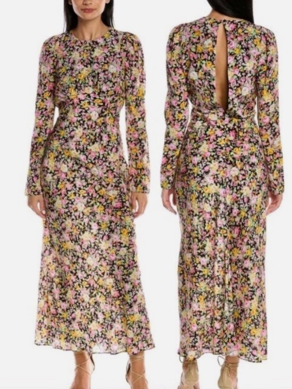 NWT Les Reveries Psychedelic Meadow Silk Maxi Dres